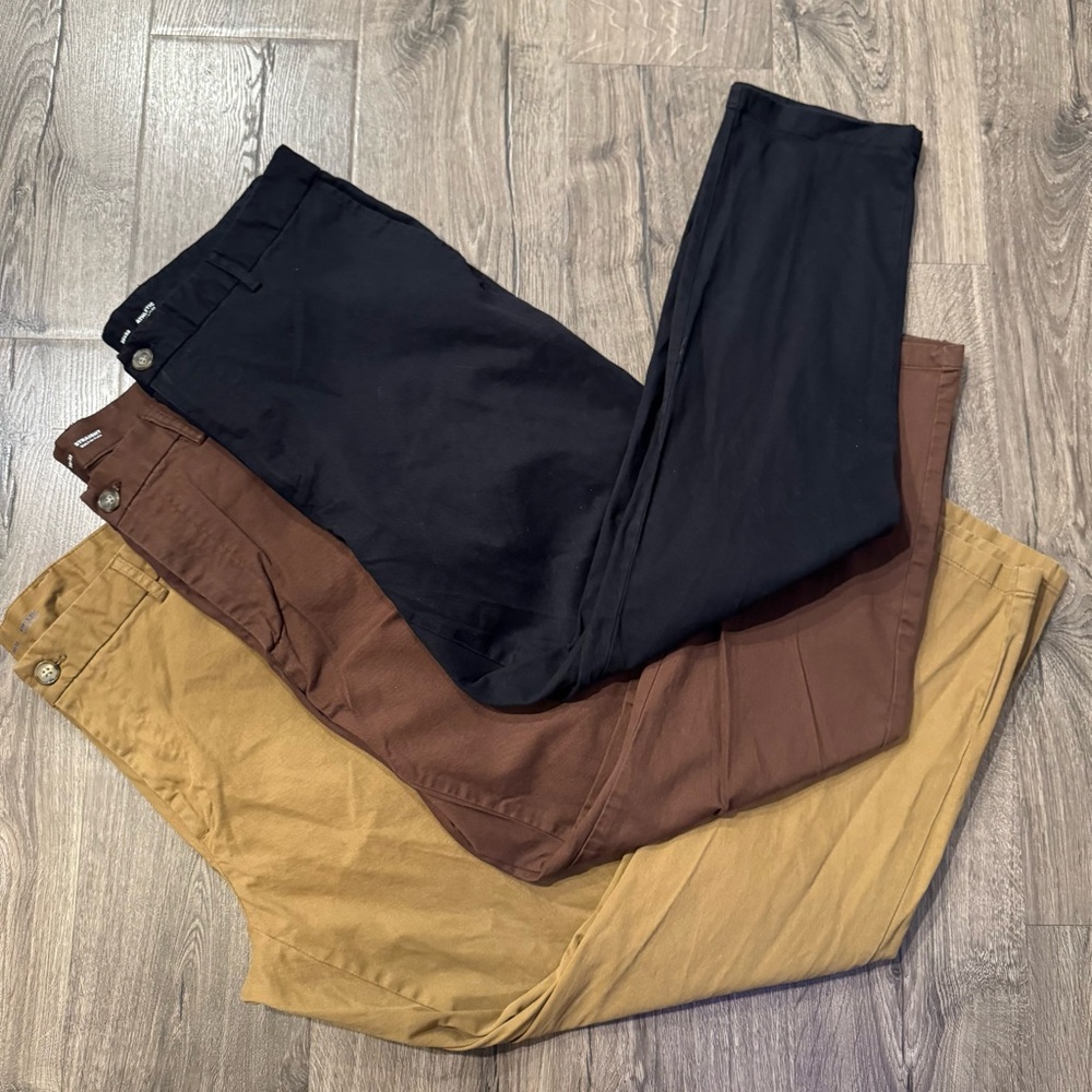 Old Navy Men Pants bundle Black Brown Tan/ khaki straight and athletic fit 36x32